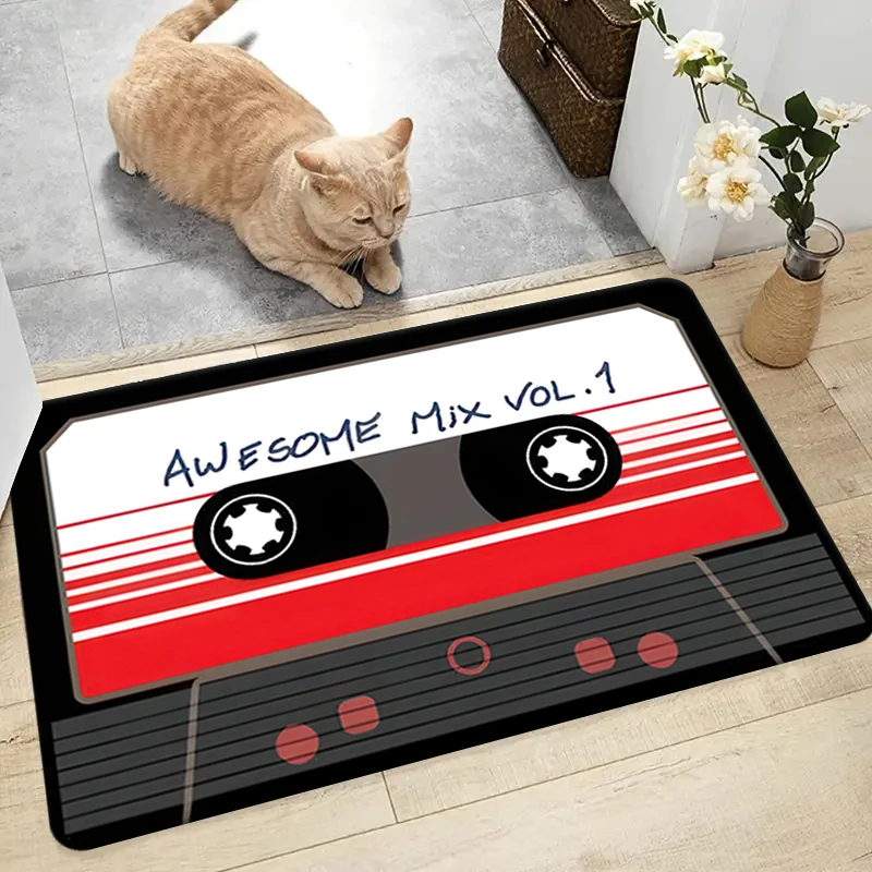 

3D кассетная музыкальная лента, дверной коврик, фланелевой ковер для ванной комнаты, нескользящие коврики для туалета, домашний вход, ретро-декор, коврики