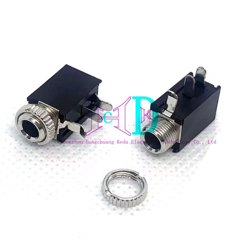 10PCS 3.5mm Audio Jack PJ-316M Horizontal 3Pin Plug-in DIP Base Two Segment Stereo Headphone Connector With Nut