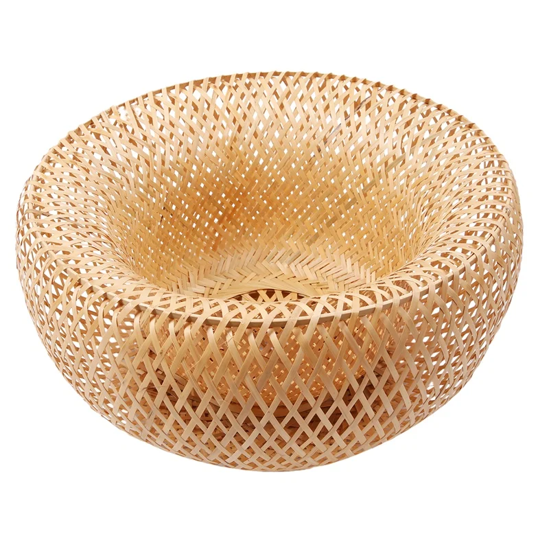 عاكس الضوء من الخيزران والروطان المنسوج يدويًا بطبقة مزدوجة من الخيزران على شكل قبة عاكس الضوء على الطراز الآسيوي الريفي