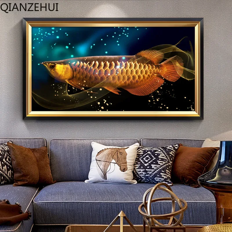 DIY full Diamond Embroidery,Round Diamond Entrance Goldfish Living room decoration rhinestone beads Diamond painting