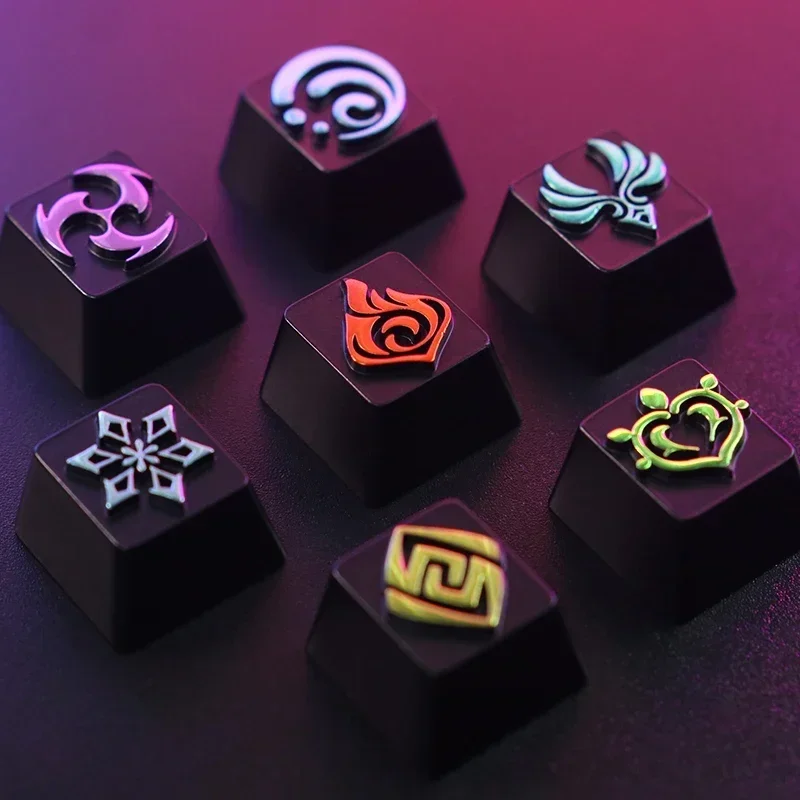 Genshin Series Element Properties Keycaps Aluminum Alloy Pyro/Anemo/Electro/HydroPersonalized Creative Keyboard Accessories