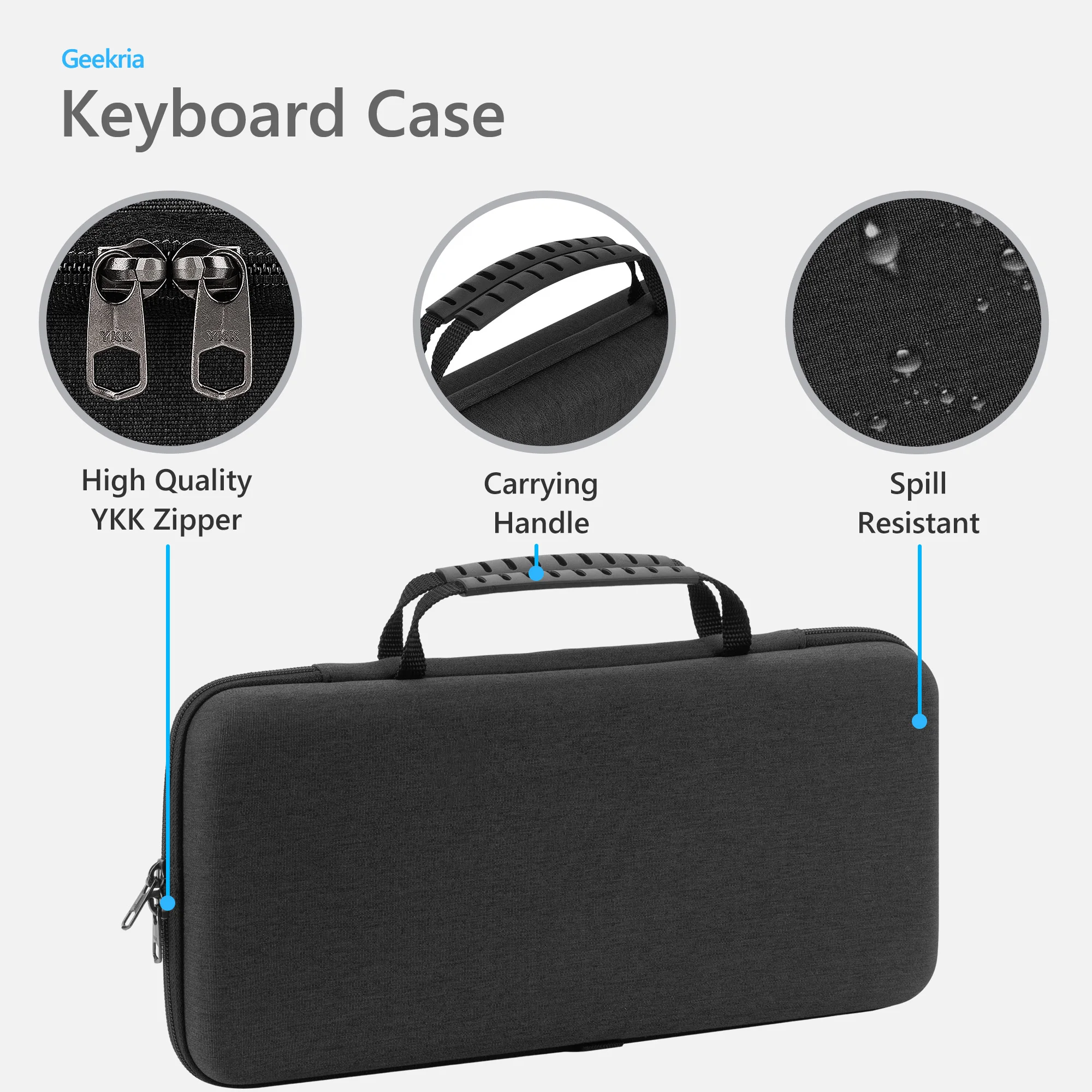 Geekria Keyboard Carrying Case, Compatible with Logitech ALTO KEYS K75M, Computer Keyboard Hard Shell Travel Bag (Dark Gray)