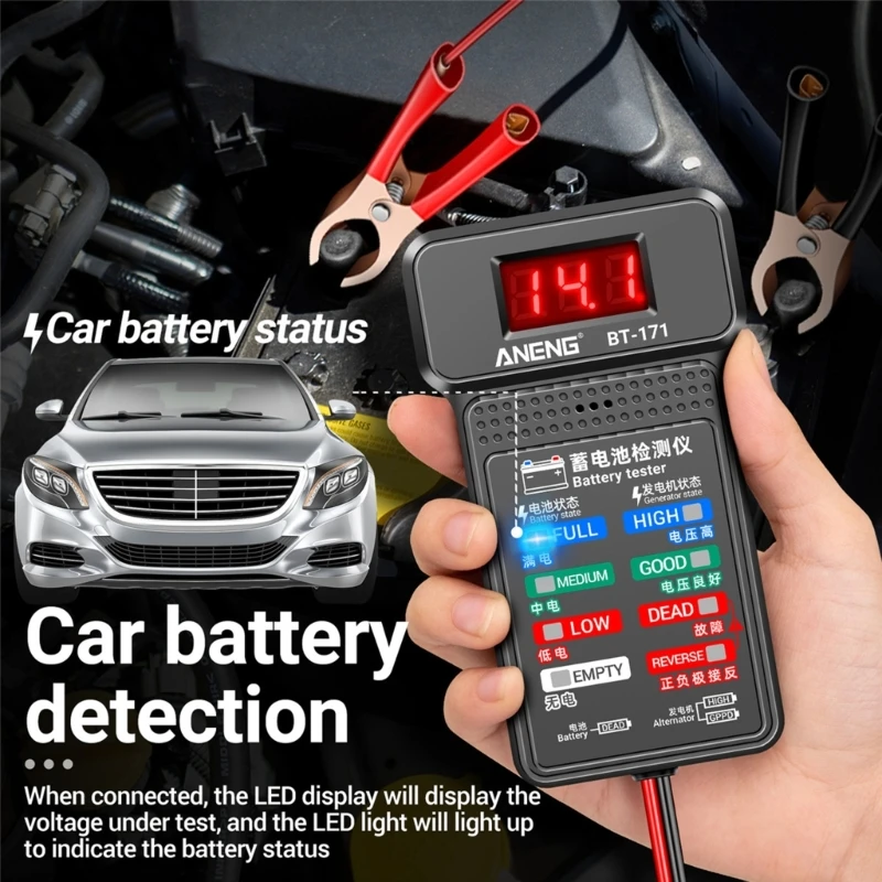 12V Car Battery Tester Digital Alternator Voltage-Analyzers Diagnostic Tool Charging Cranking System Tester Drosphip