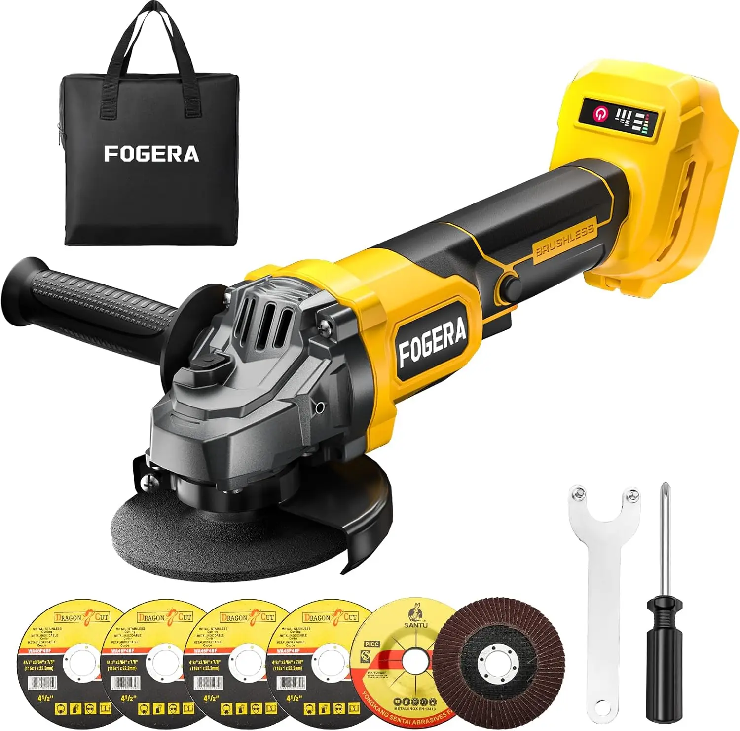 

4-1/2 Inch Cordless Angle Grinder, 3 Speed for Metal Grinding, Cutting, Rust Removal, Battery Not Included