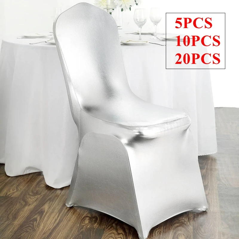 

20pcs Silver Color Bronzing Coated Banquet Spandex Chair Cover Event Party Wedding Chair Covers Decoration