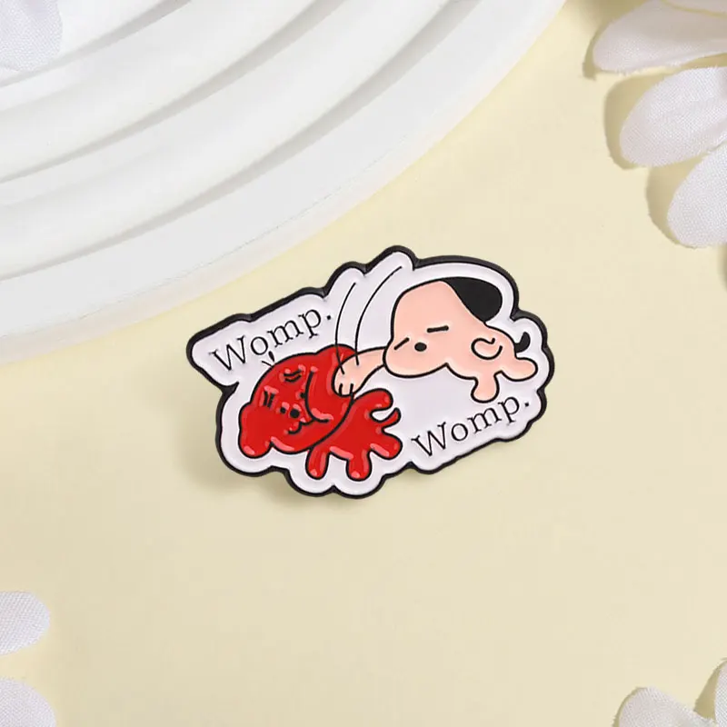 Comic Dog Fist Strike Puppy & Womp Womp Enamel Pin Cartoon Cute Anime Dog Playing Brooch Bag Lapel Badge Jewelry Gift for Friend