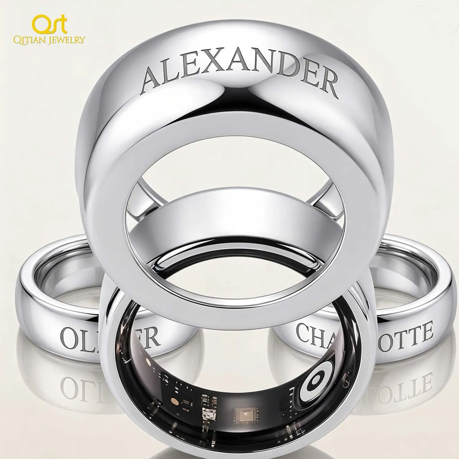Qitian Custom Name Smart Ring Gen 4 Cover Personalized Engraved Ring Compatible With Smart Ring Protective Rings Case Accessory