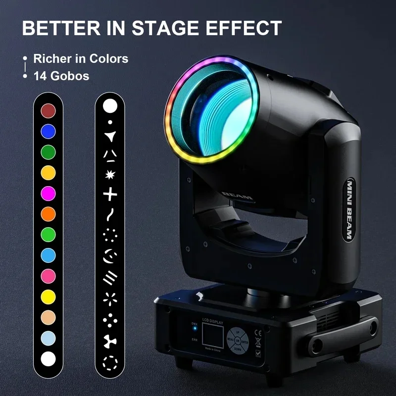 230W RGBW Moving Head Lights DMX512 DMX Controlled Stage Lights Sound Activated DJ Light Set for Wedding Party Music