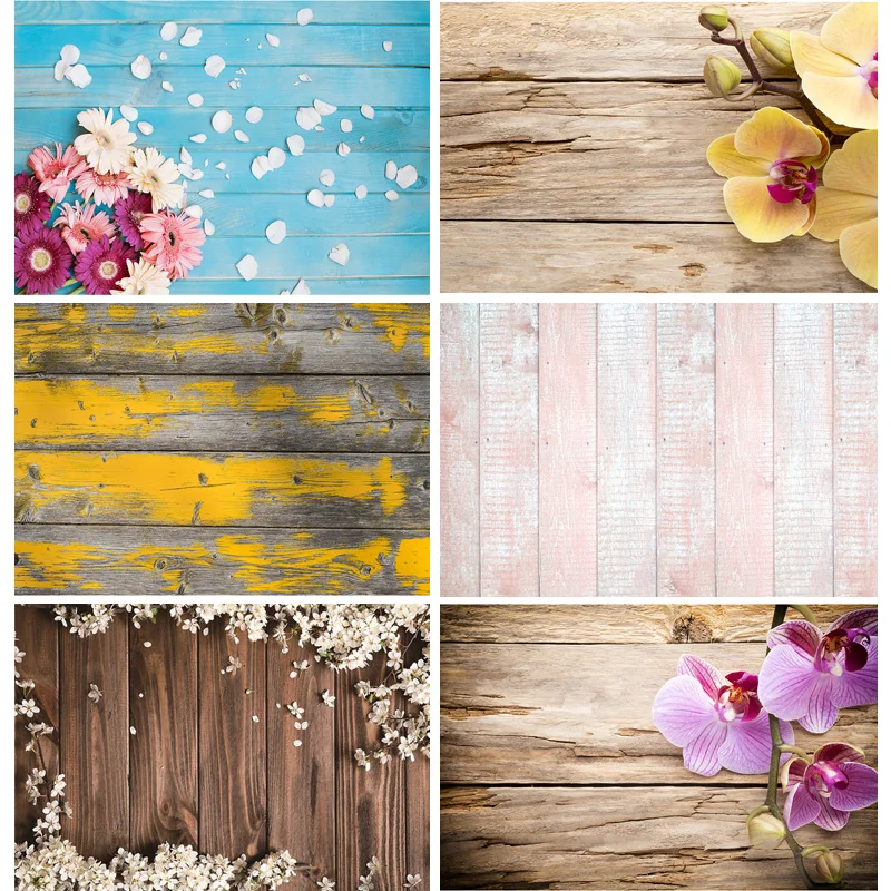 SHENGYONGBAO Art Fabric Photography Backdrops Flower and Wood Planks Theme Photo Studio Background TT-10