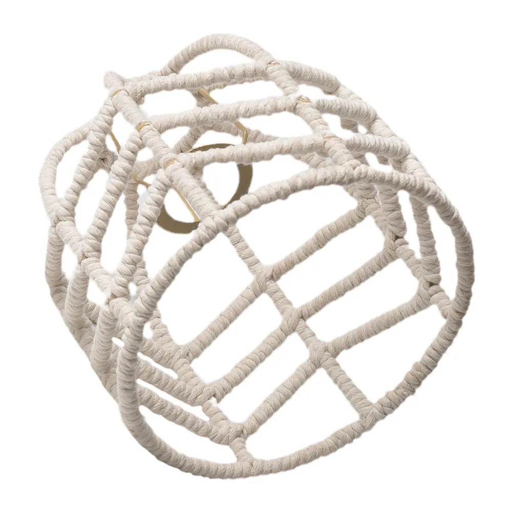 

Cotton Rope Woven Pendant Lampshade Rustic Hanging Light Shade Ceiling Lamp Cover Indoor Home Lighting Accessory