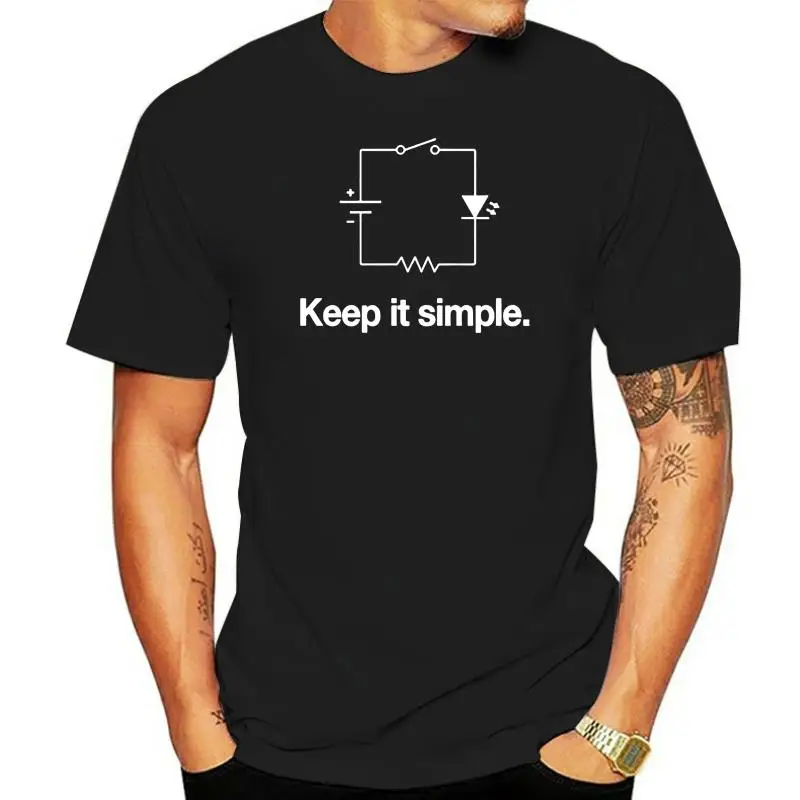 Camiseta de algodão estampada para homens, camiseta fofa, circuito eletrônico simples para tech e nerd, monocromático, funky hip hop