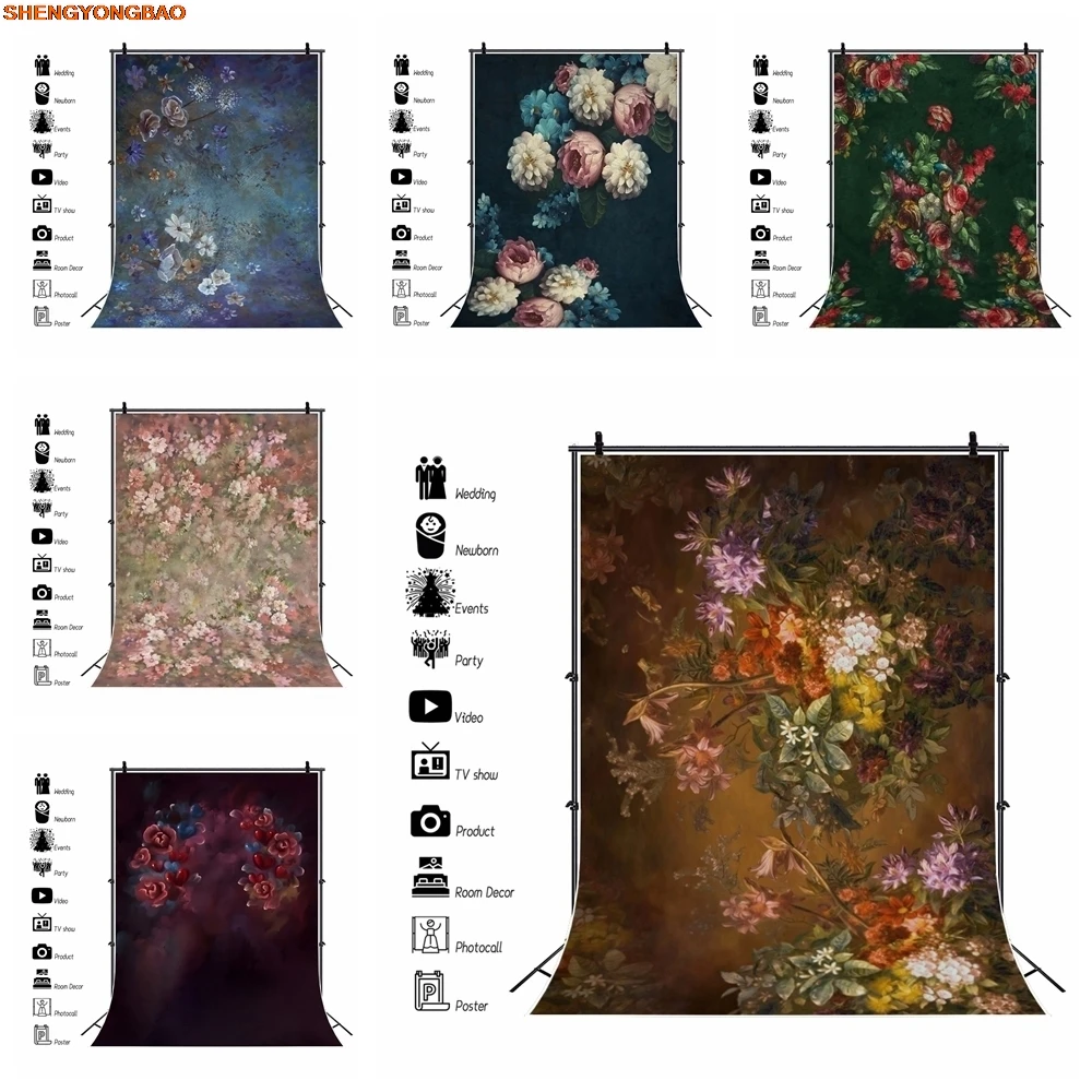 

Oil Painting Flowers Photography Backdrop Wedding Bride Baby Kids Adult Pregnant Art Portrait Photo Background Photobooth Props