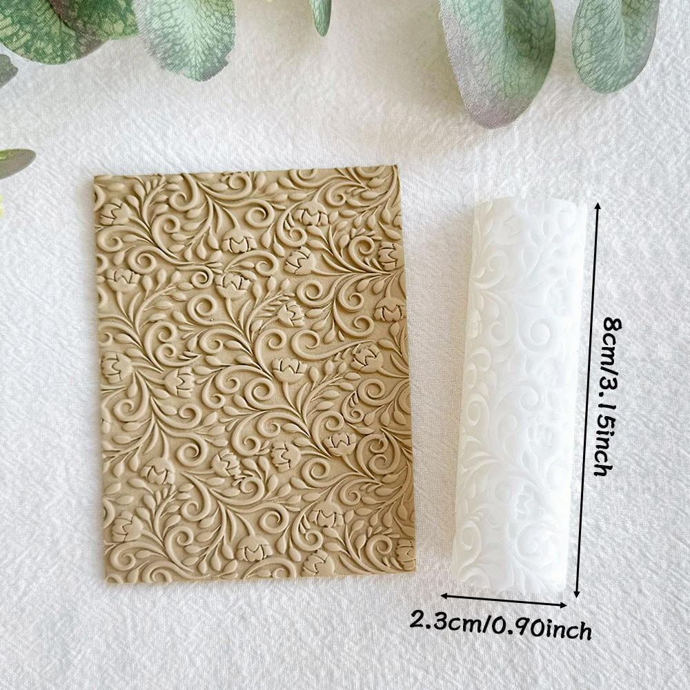 Polymer-Ton-Texturwalze mit Blumenmustern, Kunststoff-Bastelwerkzeug für DIY-Schmuckherstellung, Ohrring-Designs und Kunsthandwerksprojekte
