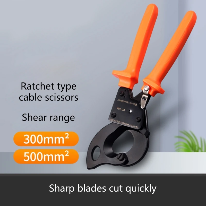 Ratcheting Cable Cutter Efficient Ratchet Cutting Tool Smooth &Cleanings Cut Handed Operation for Electricians