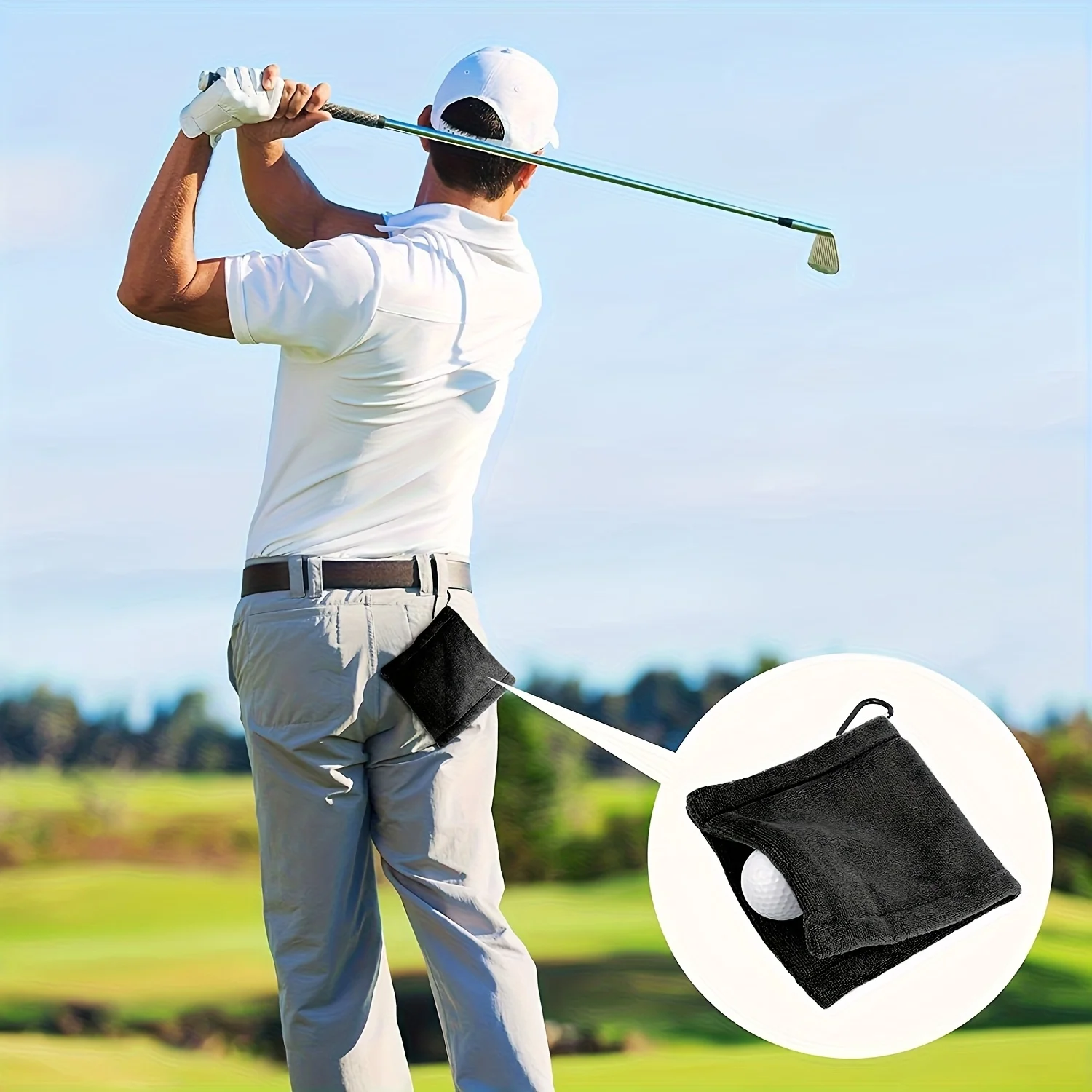 

Цельное полотенце для чистки мяча для гольфа, клубное полотенце, наружное полотенце с крючком