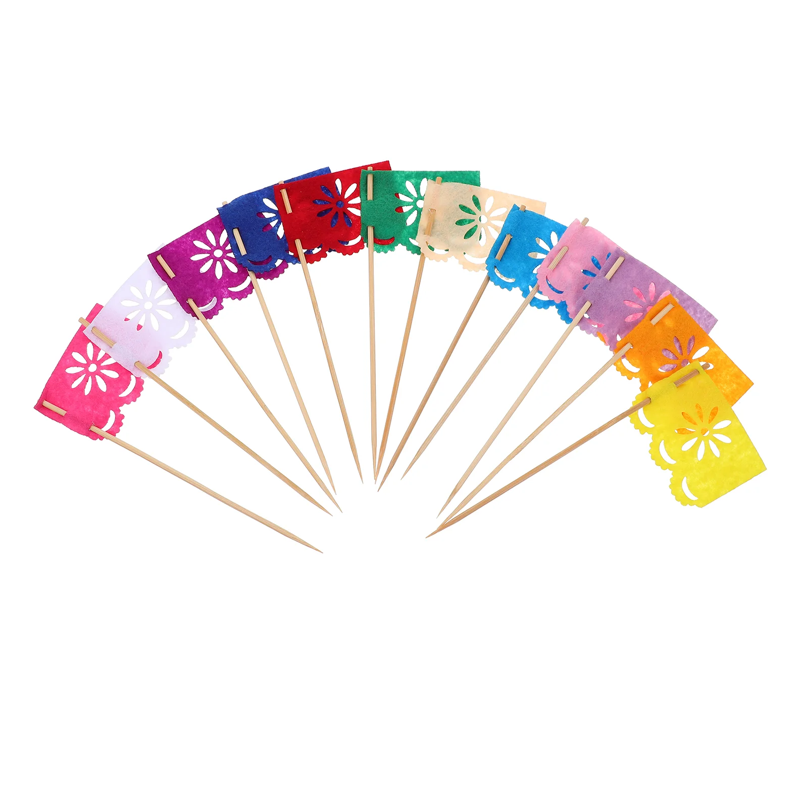 24 Pcs Day of The Dead Cake Topper Decor Picks Flag Novel Decoration Multi-colored Flags