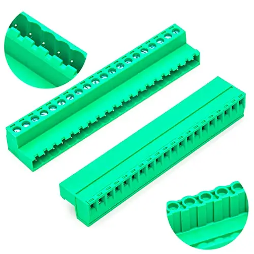 

5.08mm Male & Female 20 Pin Phoenix Connector No Soldering Green PCB Screw Terminal Block Connector (1Set 5.08MF-20Pin)