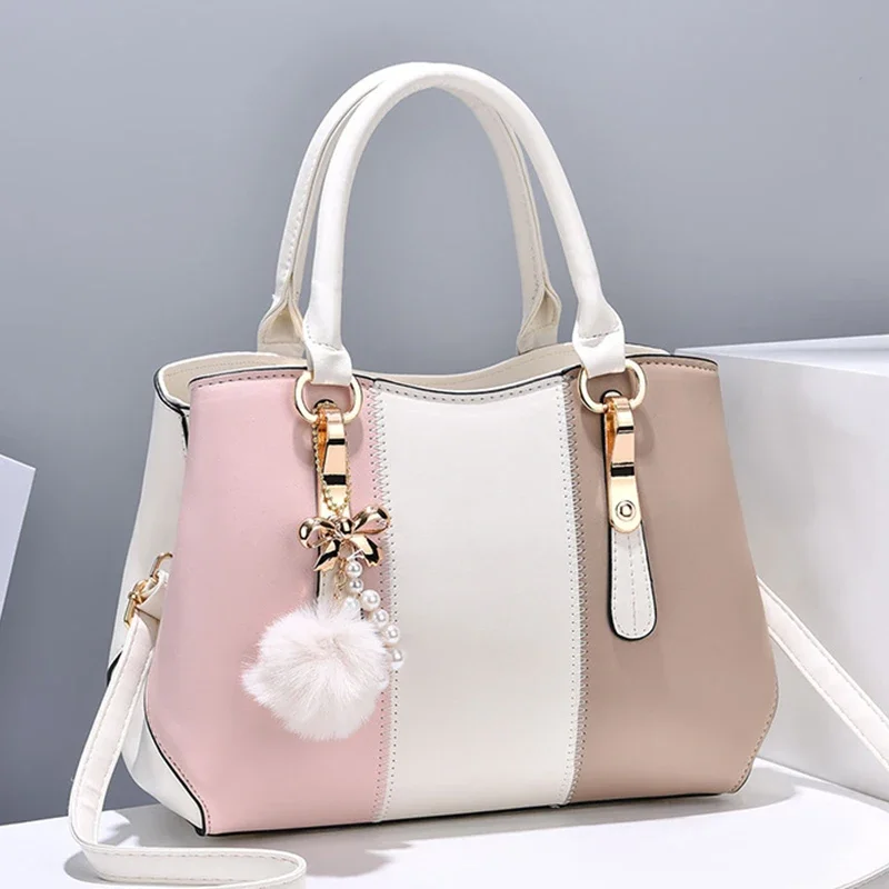 JBTP Popular Women's Shoulder Bag Fashionable and Stylish Contrast Color Grand Handbag with Large Capacity Middle-aged Bags