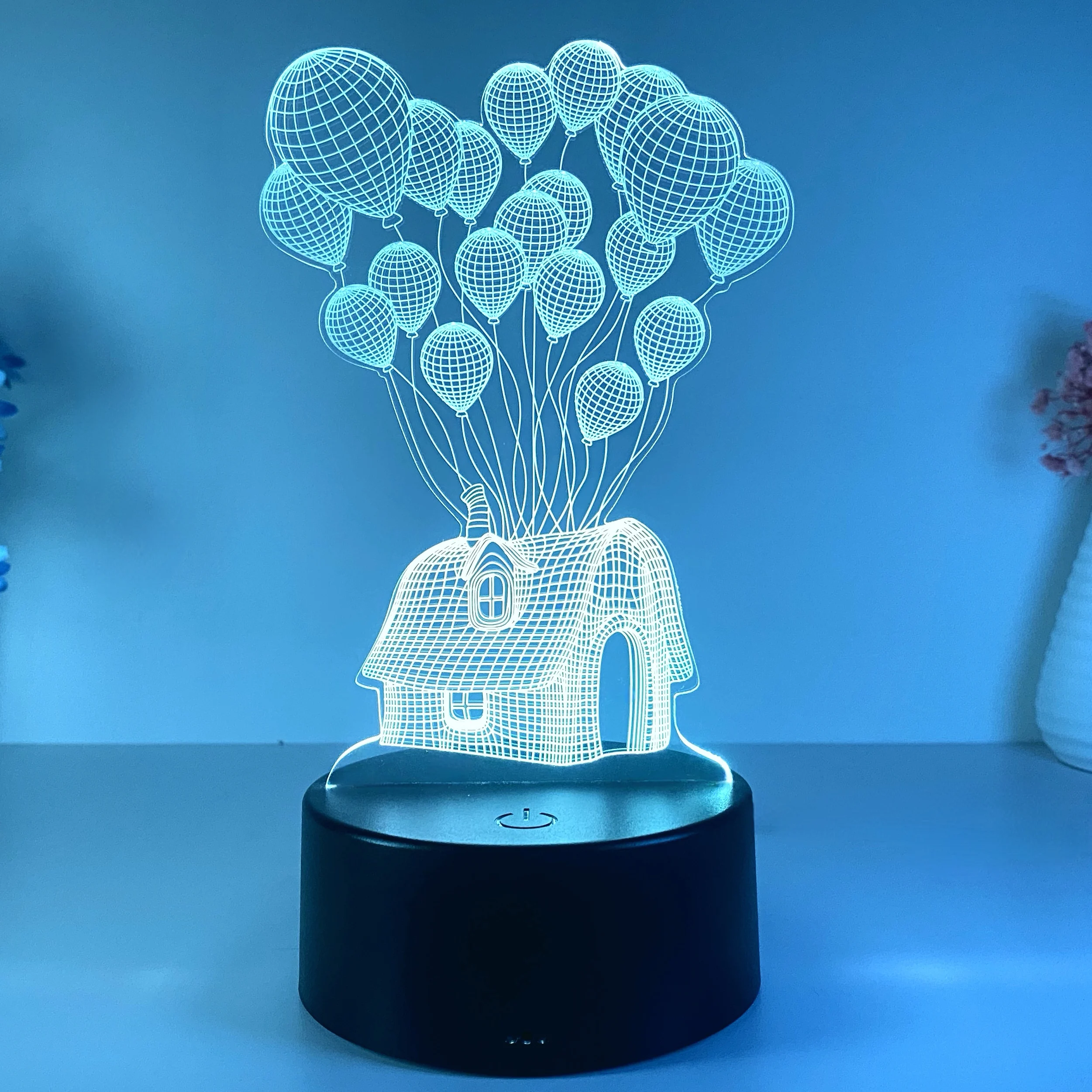 1pc balloon house 3D night light, mood mood light, USB soft light with sleeping light, holiday gift table light.