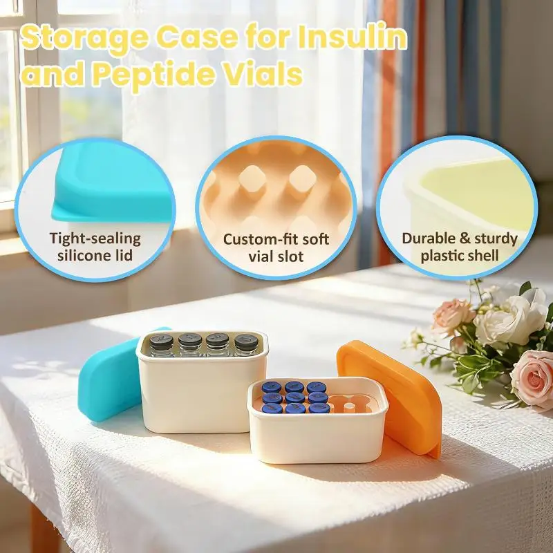 ~*8/10Slot Insulin Vial Carrying Case Peptide Vial Travel Hard Shell Storage Box For 3/10ml Vial Diabetic Supply
