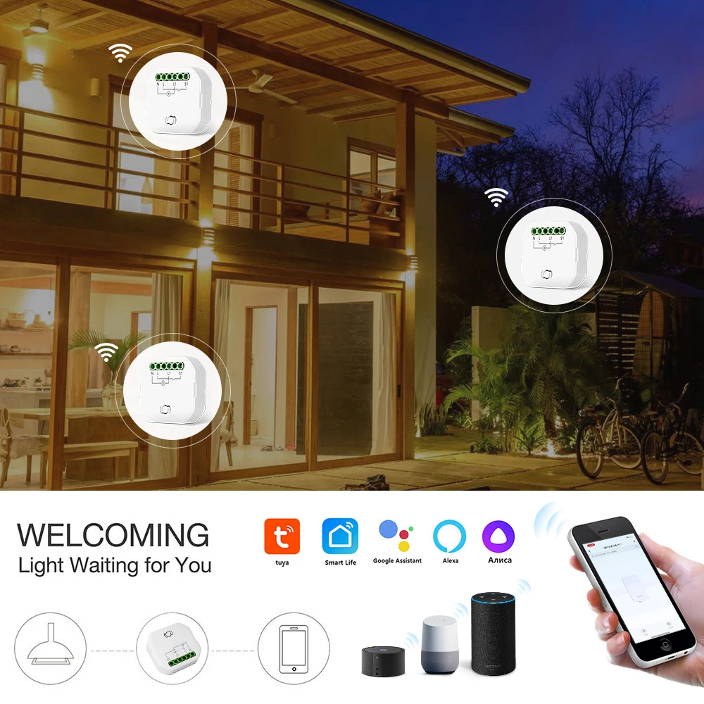 TAWOIA Smart WiFi Switch Module DIY Light Dimmer Curtain Switch Smart Life App Remote Control Alexa Google Home Voice Control