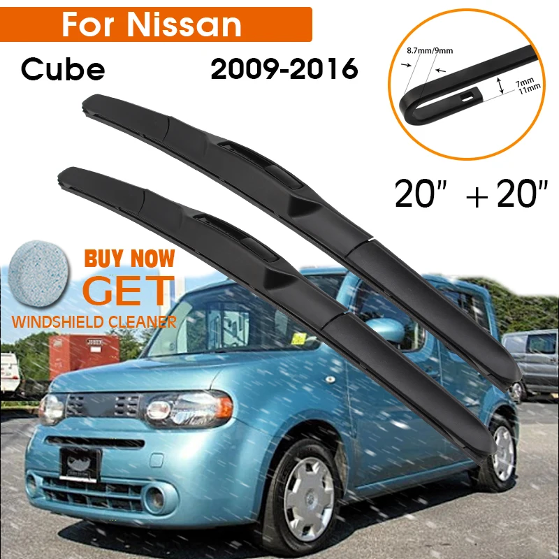 

Car Wiper For Nissan Cube 2009-2016 Windshield Rubber Silicon Refill Front Window Wiper Blades 20"+20" LHD RHD Auto Accessories