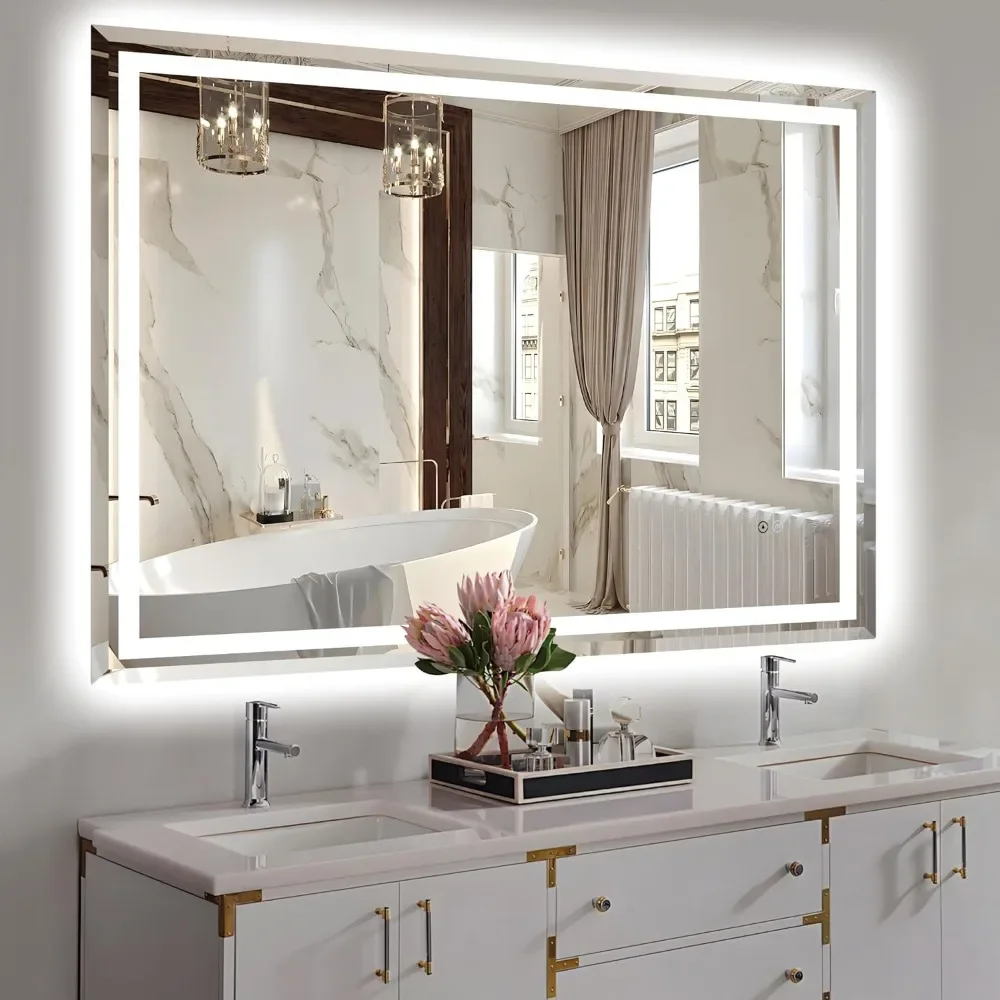 30X48 Inch LED Shatter-Proof Bathroom Mirror Backlit Mirror With Lights Memory Function Dimmable Anti-Fog Bath