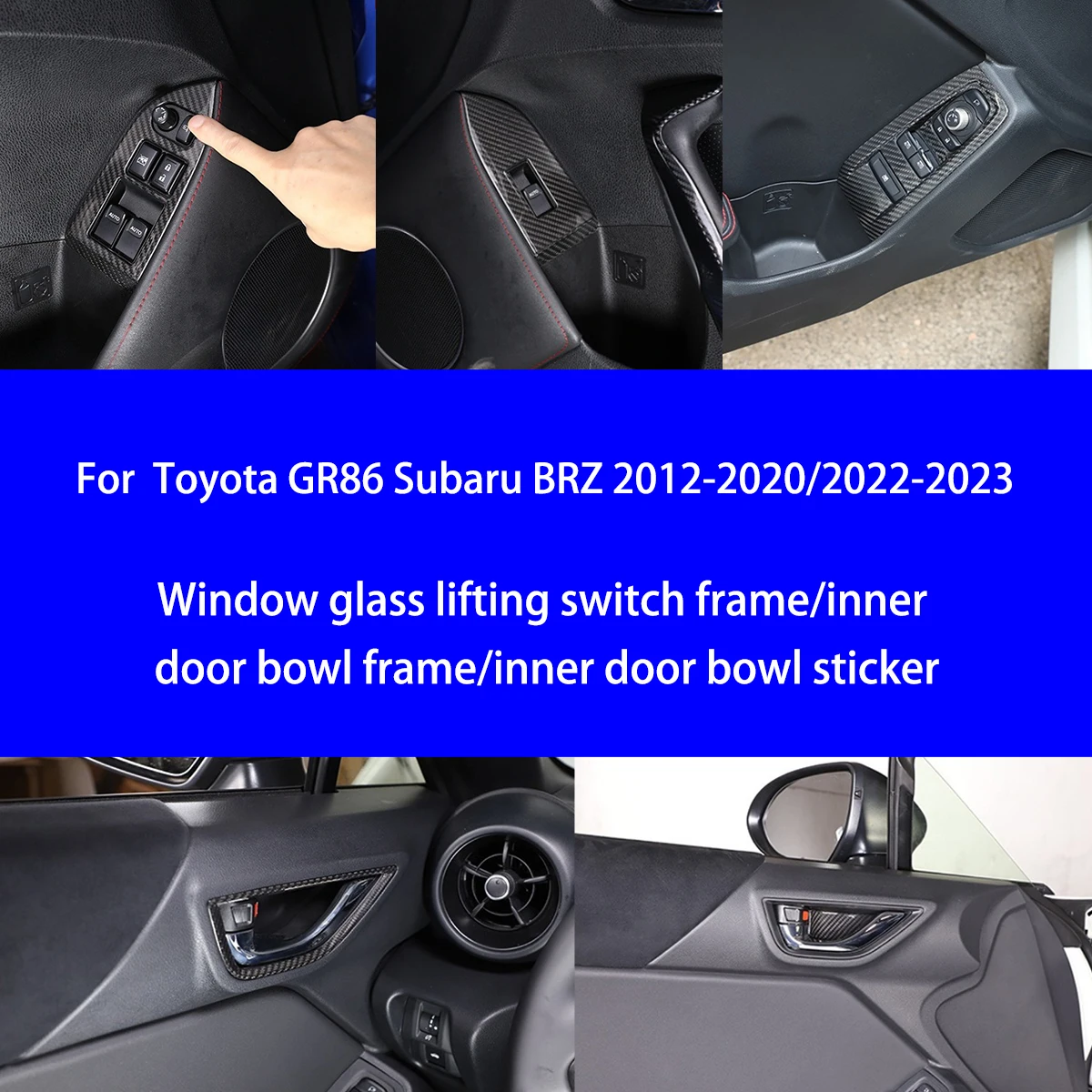 

Suitable for Toyota GR86 Subaru BRZ Dry Carbon Fiber Window Glass Lift Switch Frame/interior Door Bowl Trim