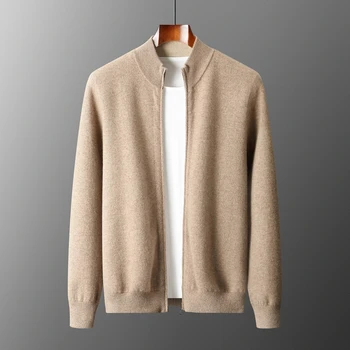 Herbst Winter Neue 100% Merino Wolle Doppelseitige Verdickte männer Pullover Strickjacke Casual Langarm Mantel