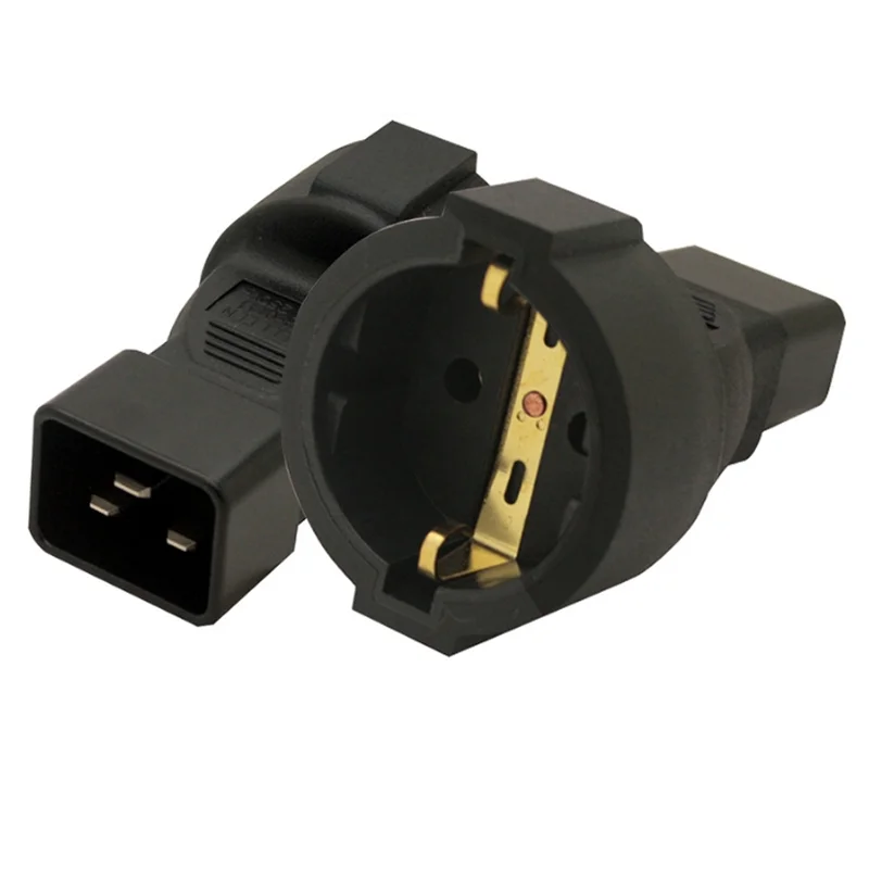 1PCS Black Full Copper IEC320-C20 male to Russia Korea Europe countries 4.8MM female PDU UPS server power plug socket converter