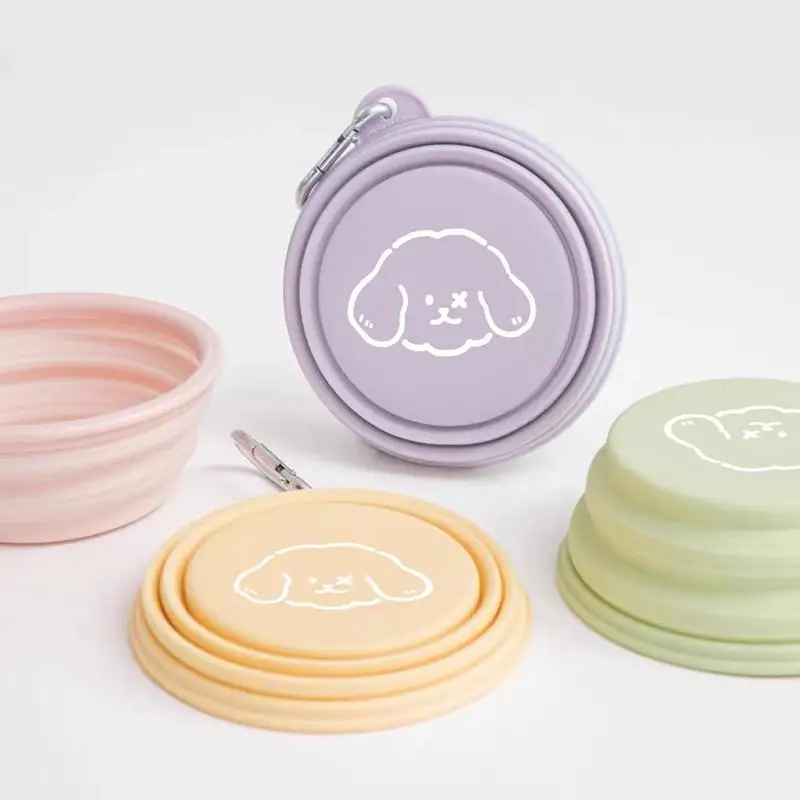 Travel Dog Bowl Foldable Food Grade Silicone Water Bowl For Pets Multifunctional Pet Feeder With Buckle Portable Leakproof