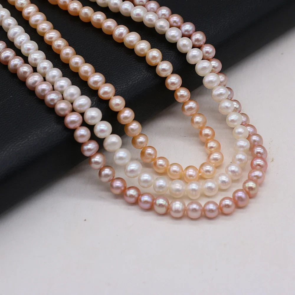 Natural Freshwater Beads Pearl Round Shape Spaced Isolated Loose Beaded for Jewelry Making DIY Necklace Bracelet Accessories