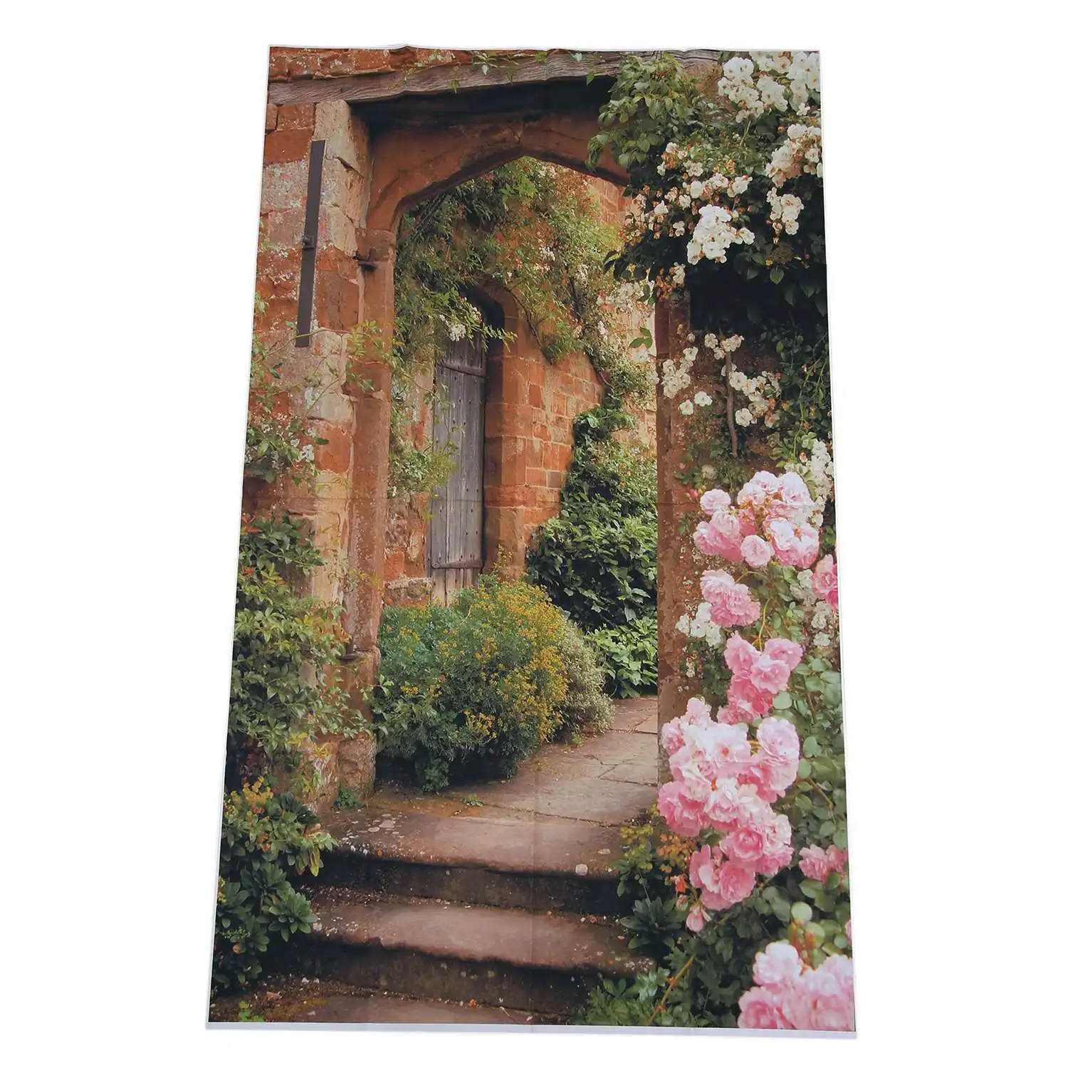 3x5ft Photo Backdrop Pink Rose Brick Arch Door Background