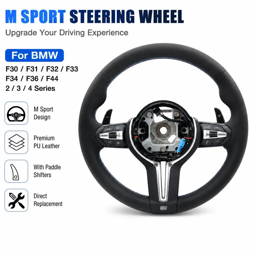 Volante in Pelle PU M Sport con Paddle per BMW F30 F31 F32 F33 F34 F36 F44 Serie 2 3 4 Parti Auto