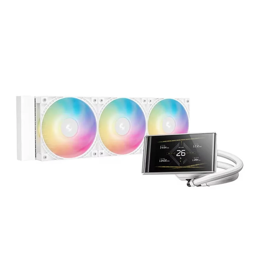 DEEPCOOL LT VISION 360 White Liquid CPU Cooler ARGB LED Copper Heatsink, Triple Fan Radiator Water Cooling Kit for