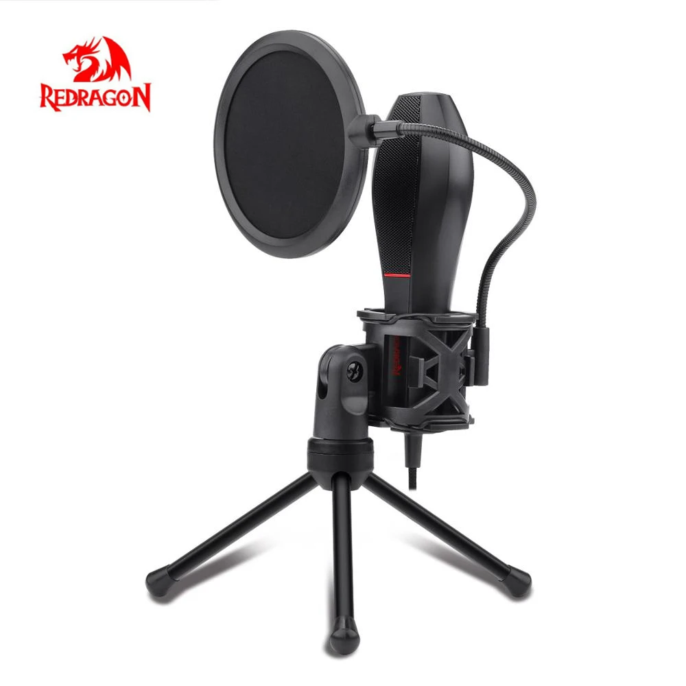 

Redragon GM200 Quasar2 Omni USB Condenser Recording Microphone Tripod For PC Desktop Cardioid Studio Recording Vocals Voice Over