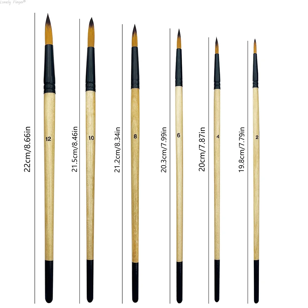 6/24 Stuks Kunstenaar Penselen Set Ronde Platte Schuine Hazelnoot Nylon Haar Tips Aquarel Kwast Voor Acryl aquarel Gouache