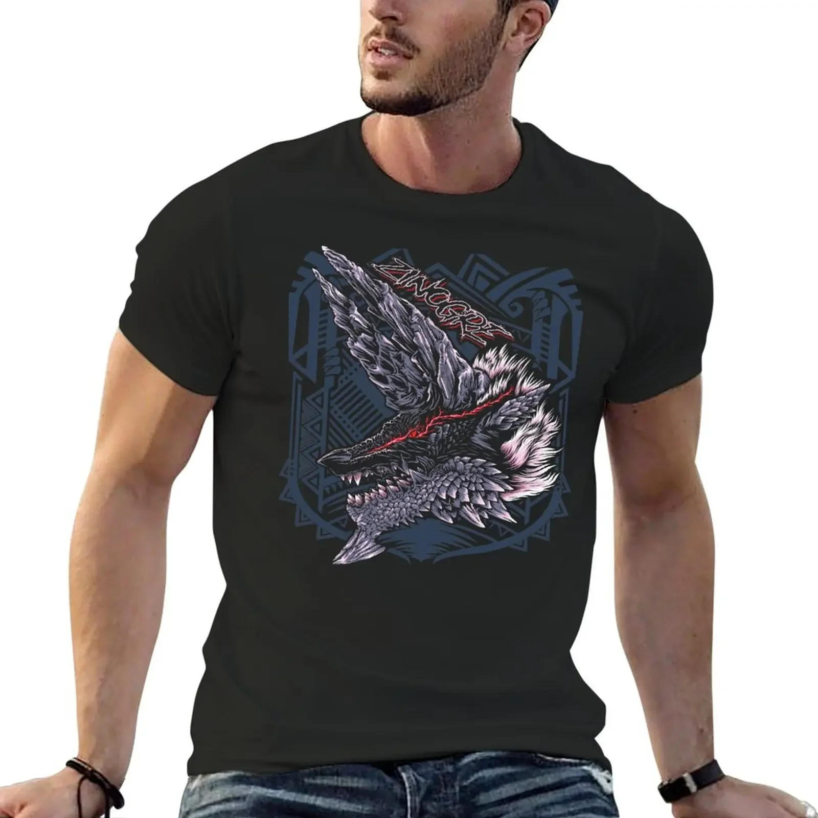 Zinogre MHW T-Shirt vintage graphic tee street wear mens champion t shirts