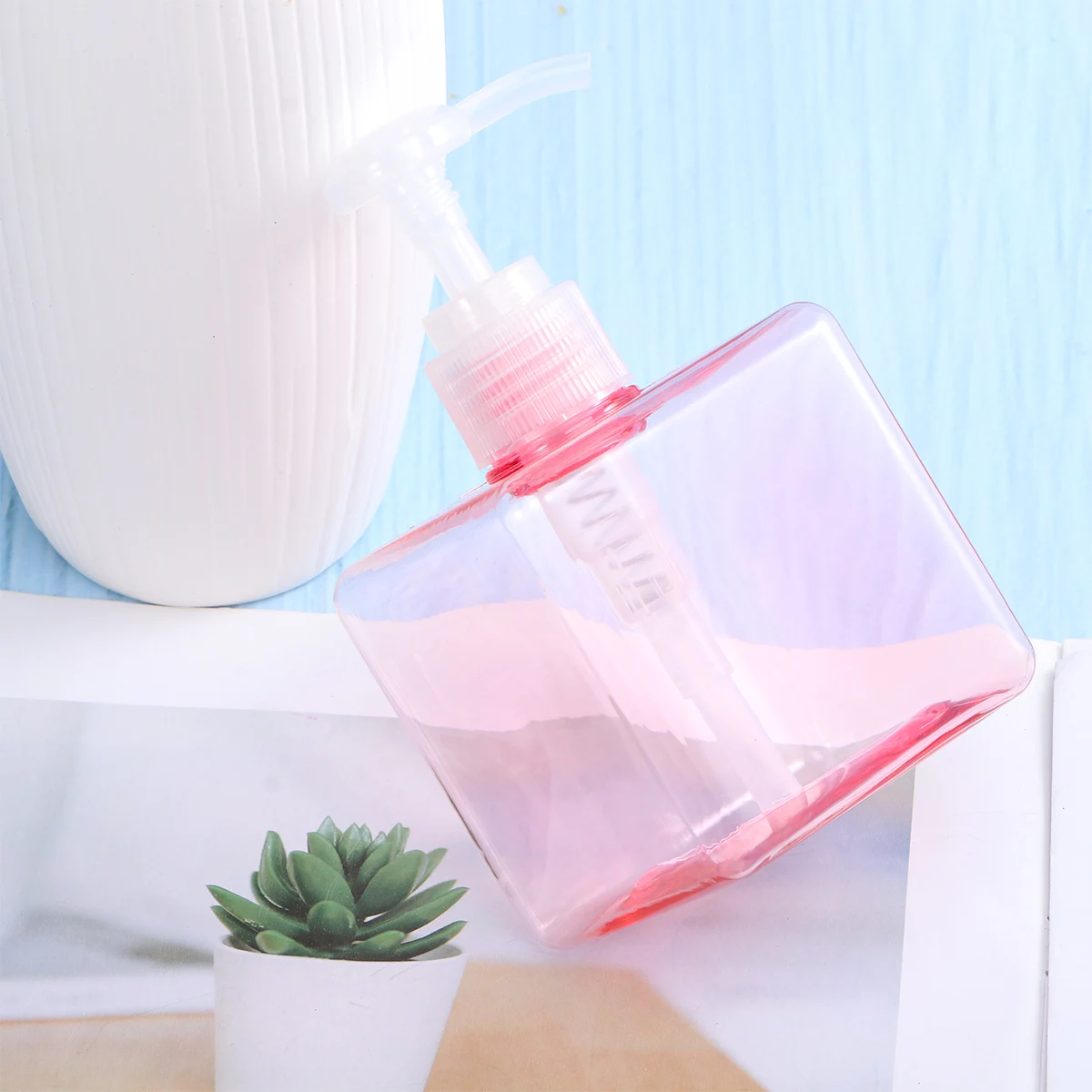 

250ml Refill Pump Bottle Dispenser Thick Square Empty Container for Lotion Shampoo Soap Hand Wash Liquid Refill Bottle