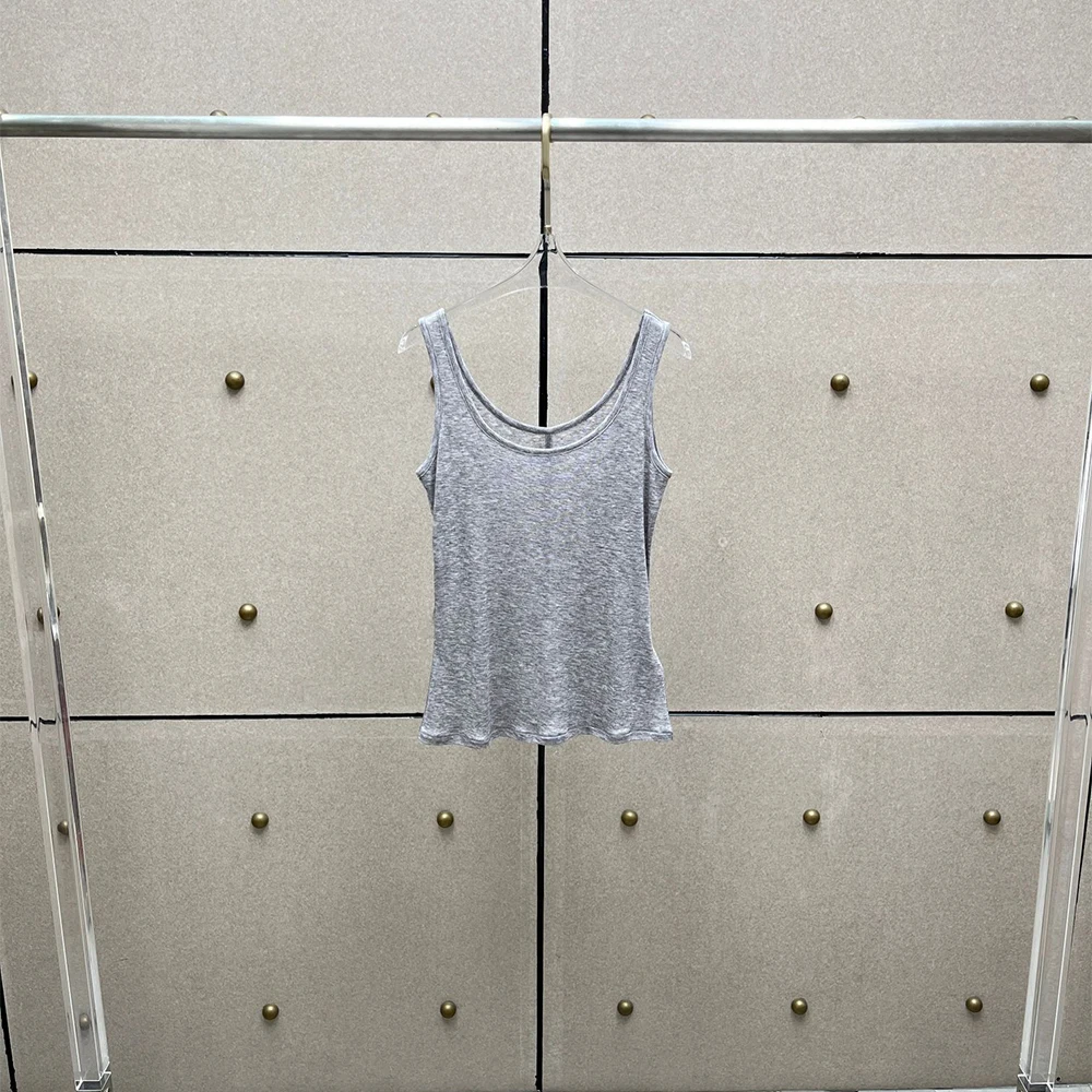 

Роскошный женский топ из шерстяной смеси с U-образным вырезом, без рукавов, повседневный жилет с расклешенным подолом, дышащий летний базовый топ, новинка 2026 года в стиле Y2K