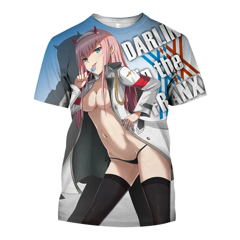 Anime Darling In The Franxx Sexy Girl 3D Print T-shirts Men Woman Casual Streetwear Harajuku Fashion Oversized Unisex Clothing