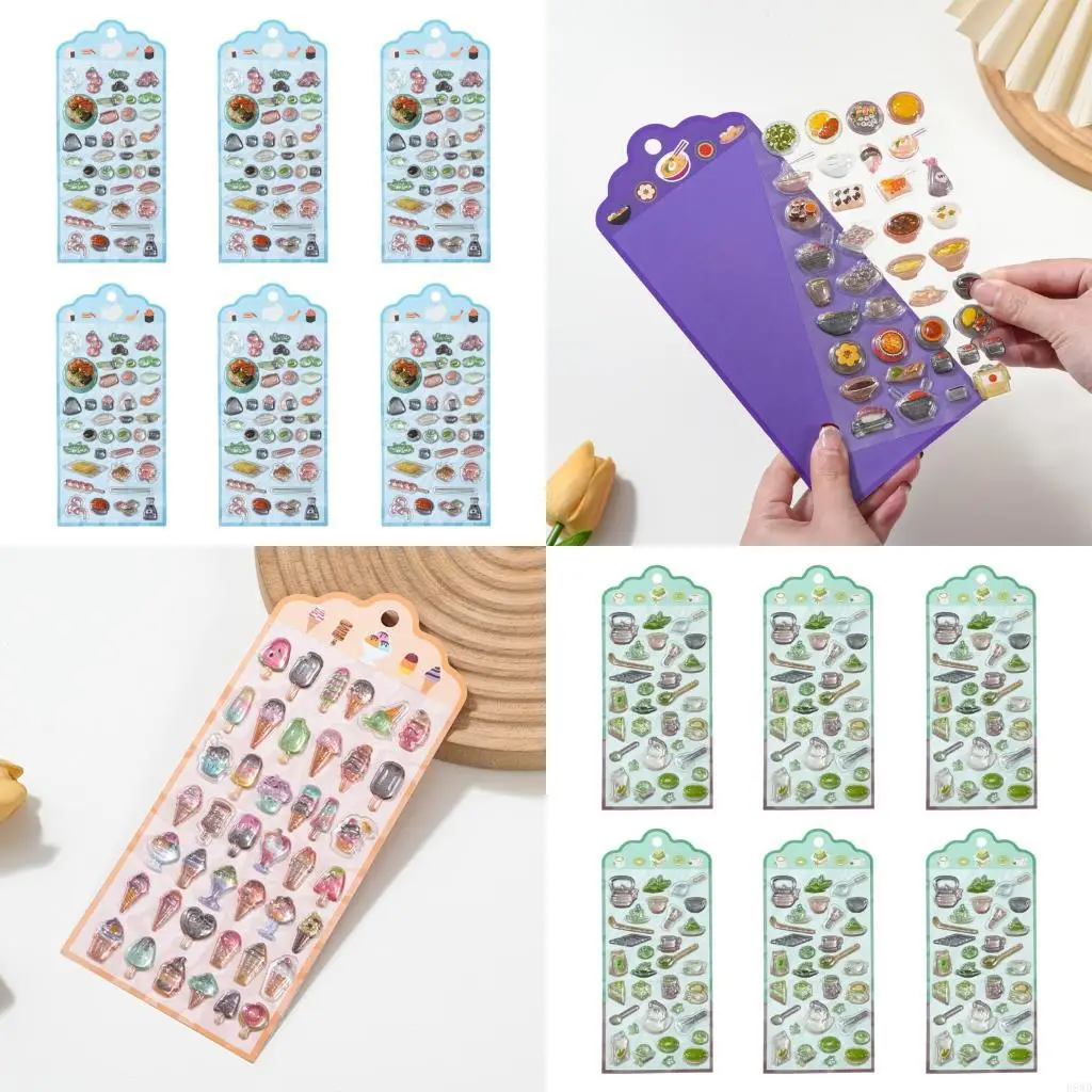 

6 листов мультяшная тисненая наклейка водостойкая наклейка из ПВХ из смолы для детей художественное ремесло тетрадь журнал чехол