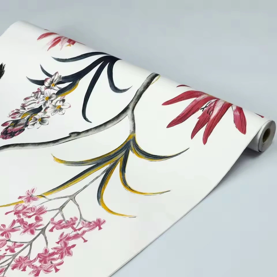 1 قطعة الحديثة ذاتية اللصق الزهور الطيور خلفية الوردي زهرة تصميم لغرفة المعيشة غرفة نوم المطبخ الحمام ديكور المنزل #6