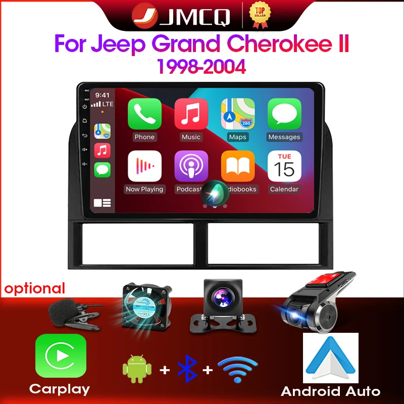 JMCQ 2Din Car Radio Multimedia Video Player For Jeep Grand Cherokee II WJ 1998-2004 Android 12 GPS Navigation Head Unit Carplay