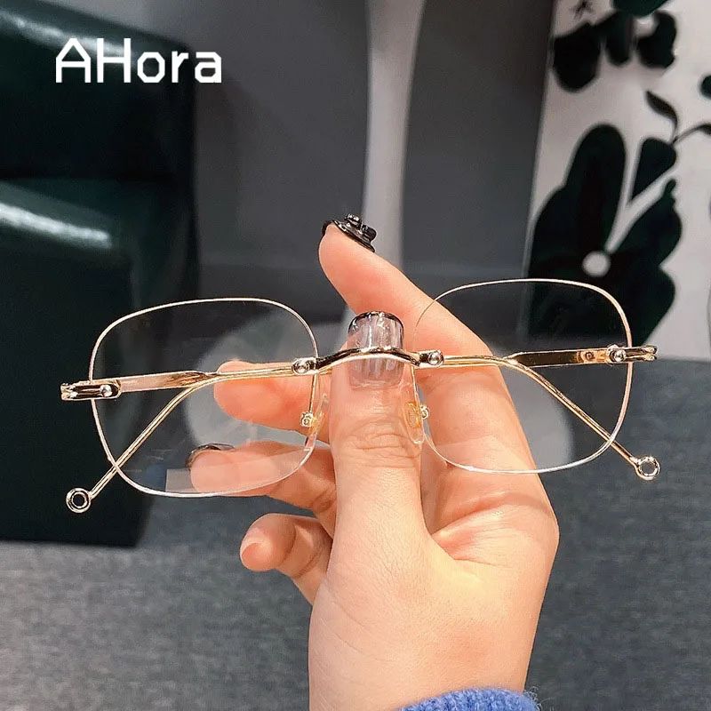 

Ahora Ultralight Rimless Reading Glasses Frame for Men Women Anti Blue Ray Computer Eyewear Presbyopia Eyeglasses Spectacle