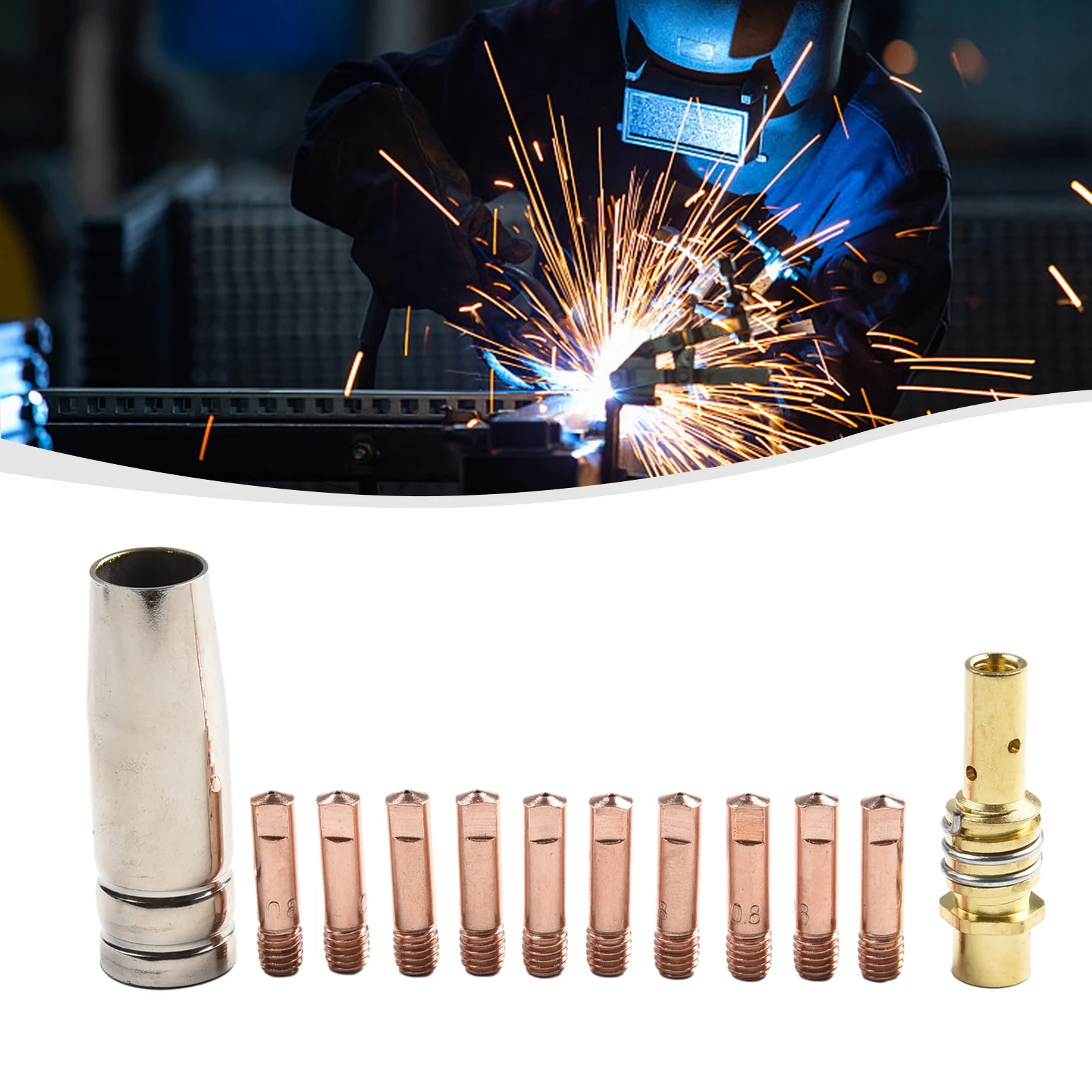 MB 15AK MIG/MAG Welding Contact Tips 25mm M6 Gas Nozzle Tip Holder High Reliability Nozzle Bracket Connector Bar