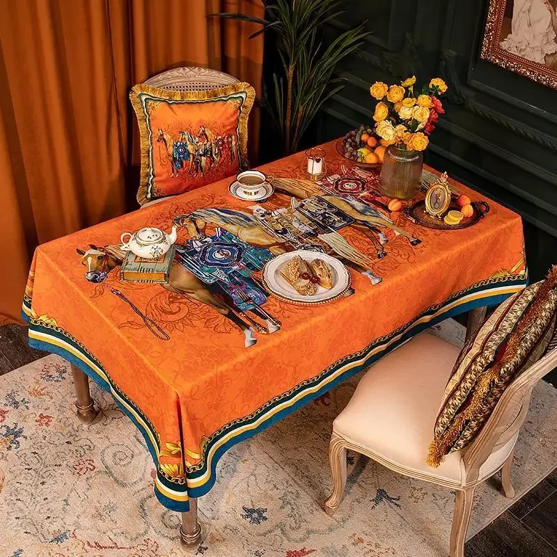 

Скатерть с изображением лошади, рождественский дом, водонепроницаемая, против пятен, новогодние украшения, подарок, обеденные столы, кофейная кухонная скатерть