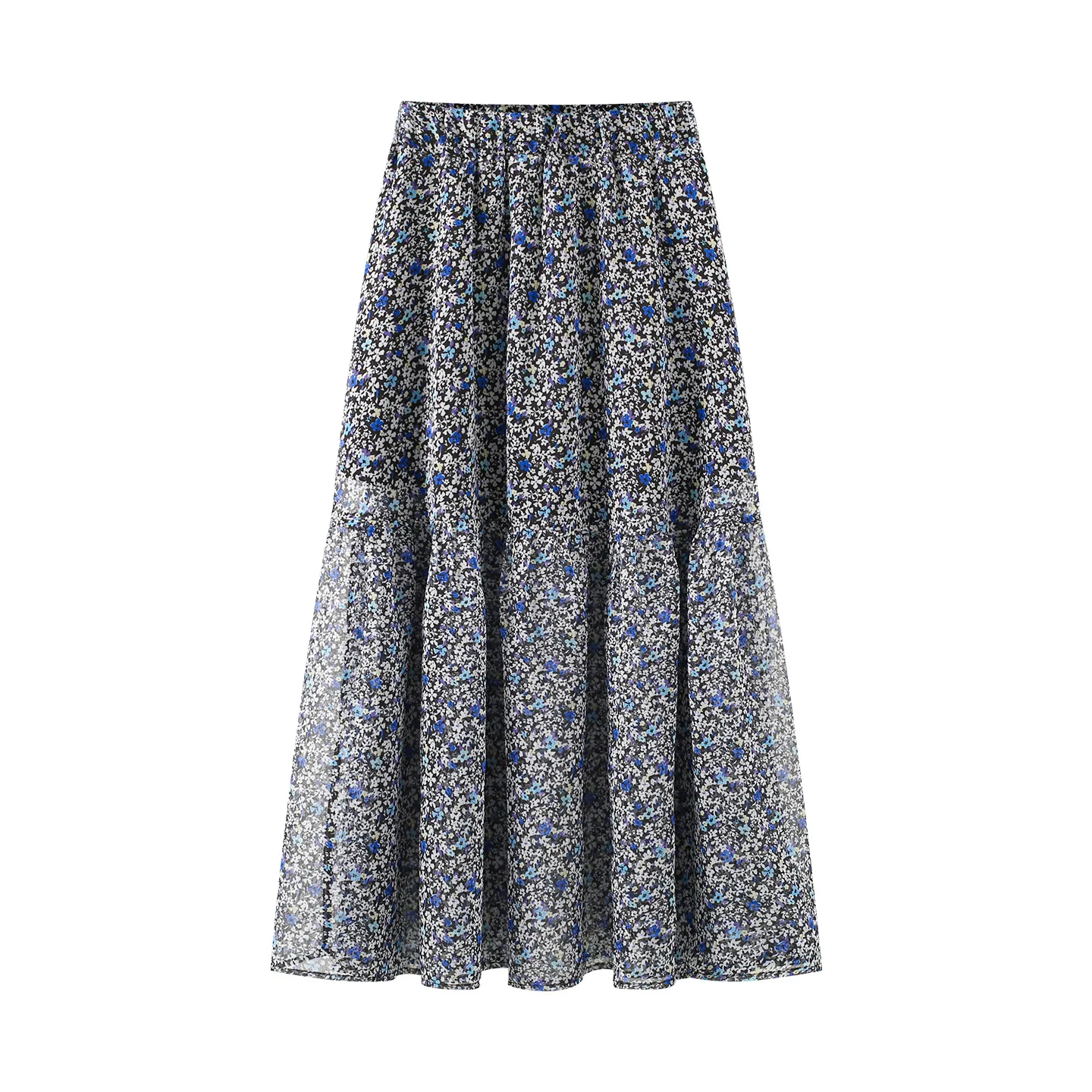 Maxdutti Floral Print Midi Dress 2026 Summer New Casual Soft Style Resort Farmhouse Flared Maxi Skirt