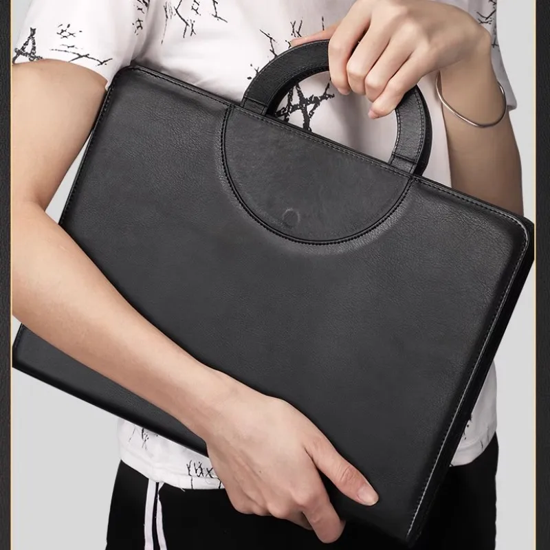 A4 Folder Office Supplies File Splint Multi-functional Leather Folder Business Large Document Clip Zipper