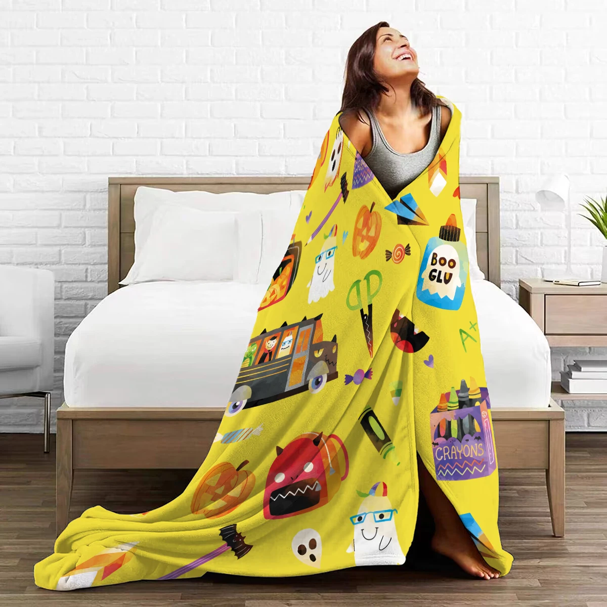 2024 Halloween Seasonal Blankets.Yellow,Used for Bed Sofa Gifts ,Stitch HD Printed Blanket ,Thin Travel Picnics Throw Blanket